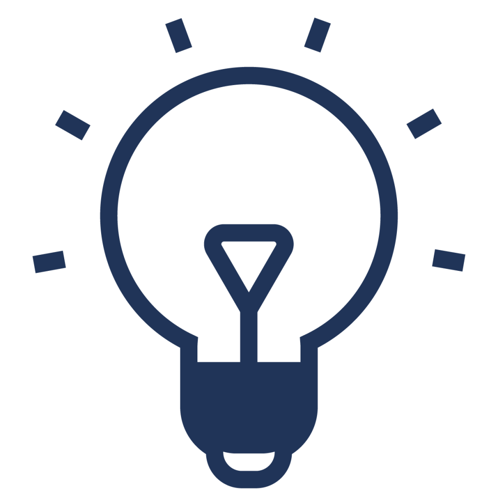 Lampadina stilizzata blu valore innovazione